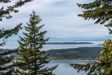 a view of a lake from a yard
