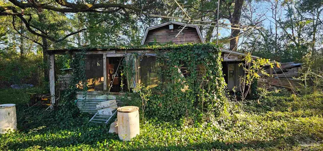an aerial view of a house