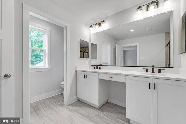 a bathroom with a toilet a sink and a mirror