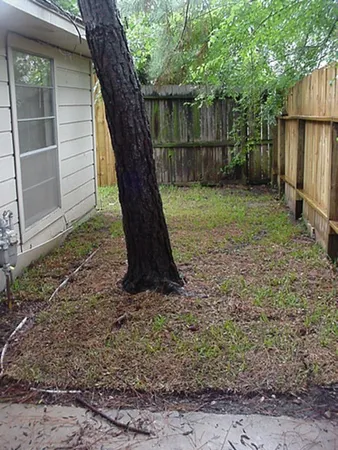 a backyard of a house with lots of green space
