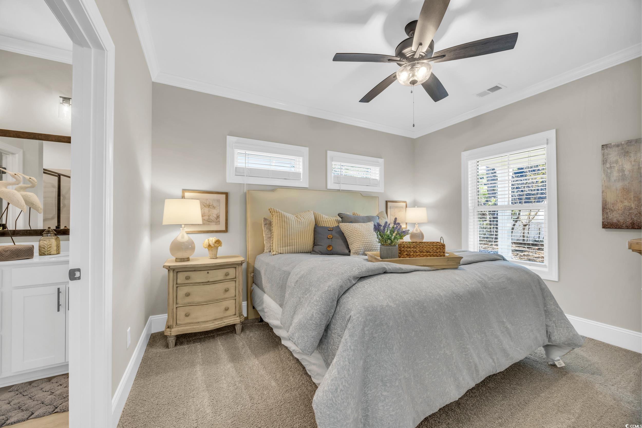 3123 Tiger Tail Road Conway, SC 29526 - Photo 26 of 38 Carpeted bedroom with ceiling fan and ornamental m