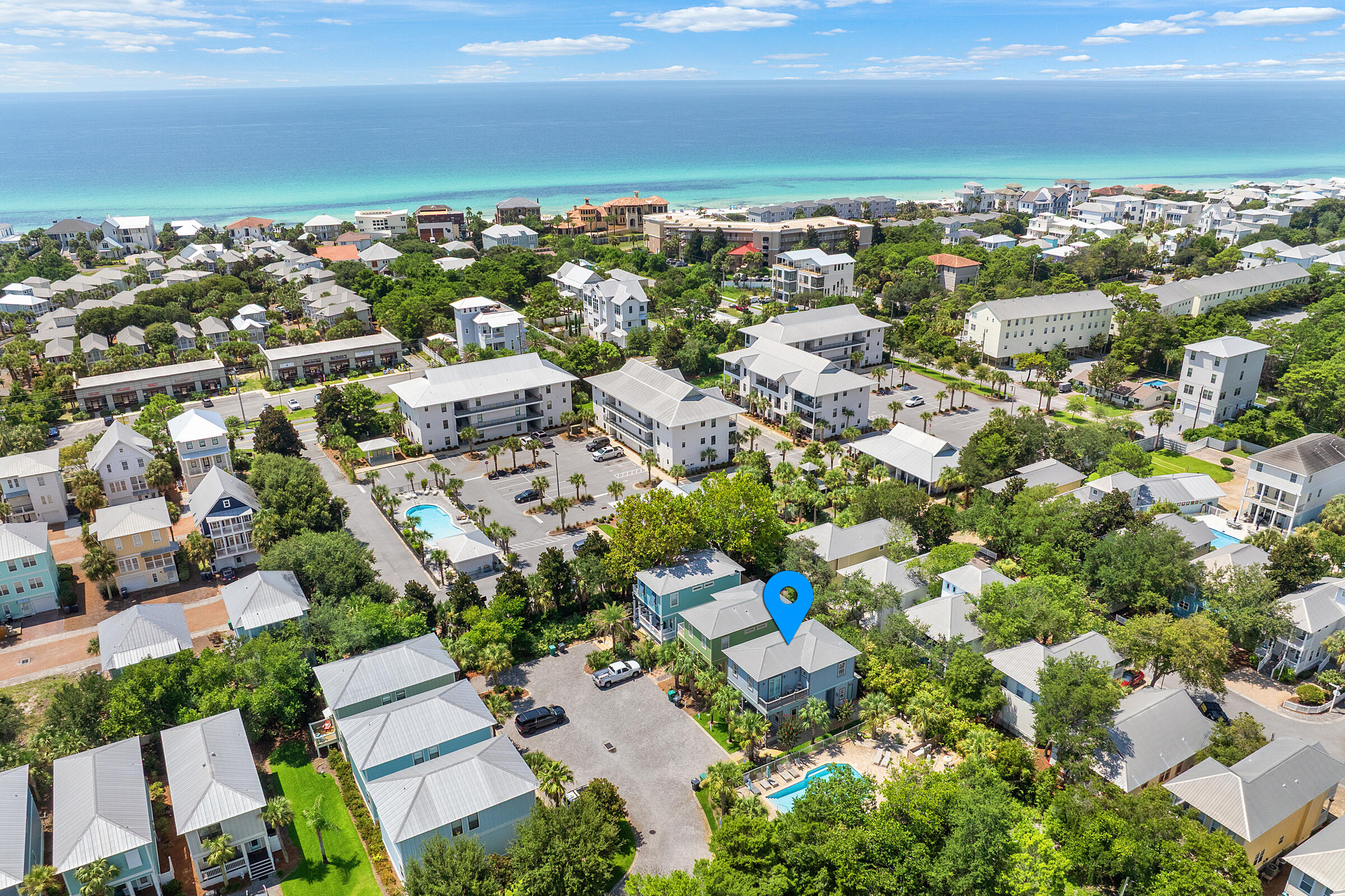 an aerial view of multiple house