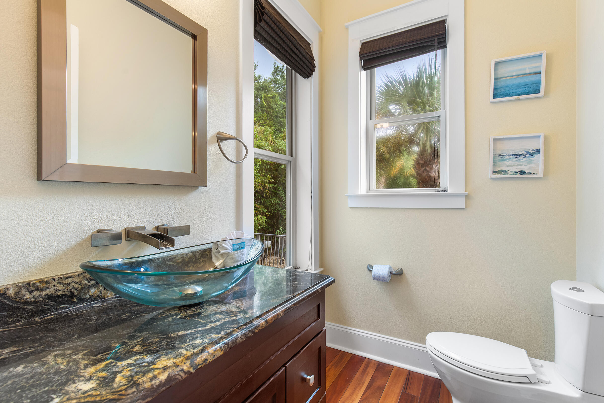 44 Asher Way Santa Rosa Beach, FL 32459 - Photo 27 of 63 a bathroom with a granite countertop toilet sink and mirror