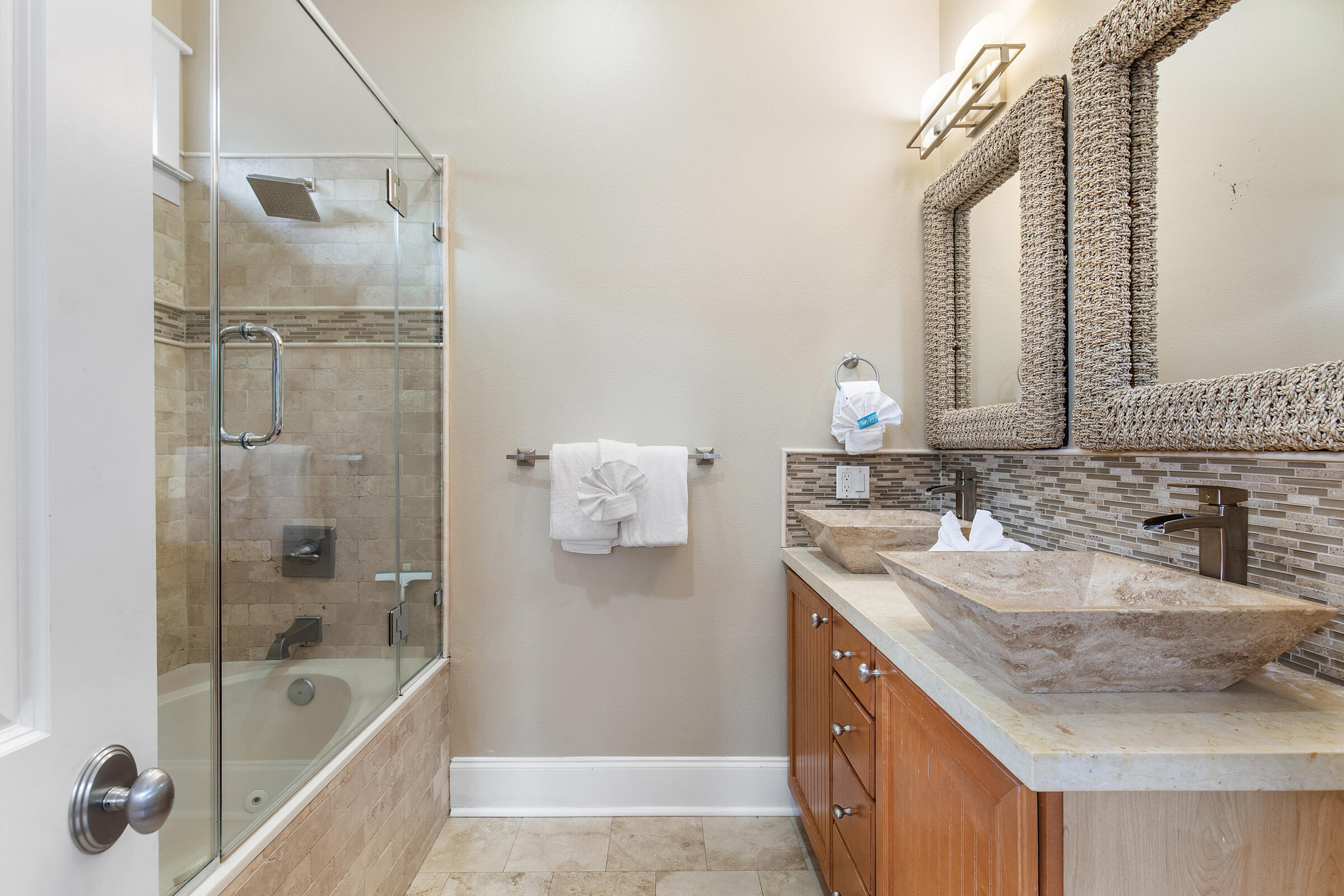 44 Asher Way Santa Rosa Beach, FL 32459 - Photo 40 of 63 a bathroom with a granite countertop sink a mirror and shower