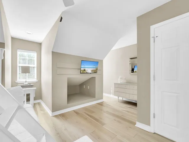 a view of a lake with a big yard