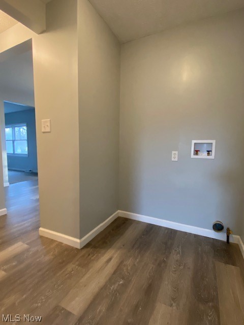 2216 Pressler Road Akron, OH 44312 - Photo 19 of 29 Washroom with dark hardwood / wood-style flooring and hookup for a washing machine