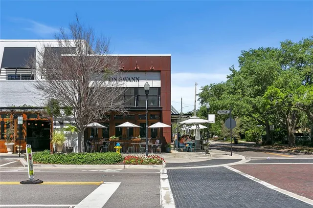a front view of a building with street view