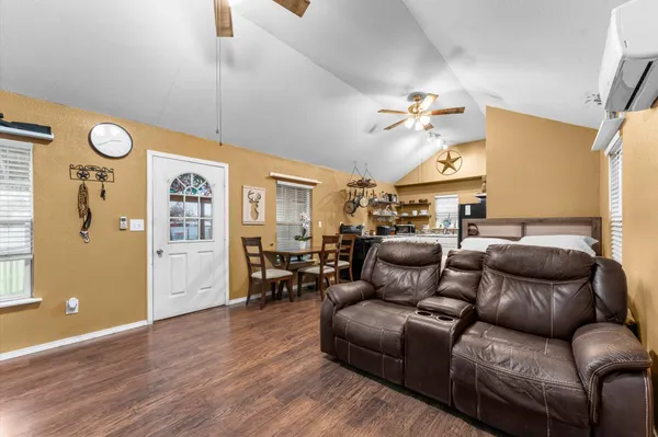 a living room with furniture