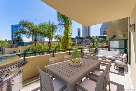 a view of balcony with chairs
