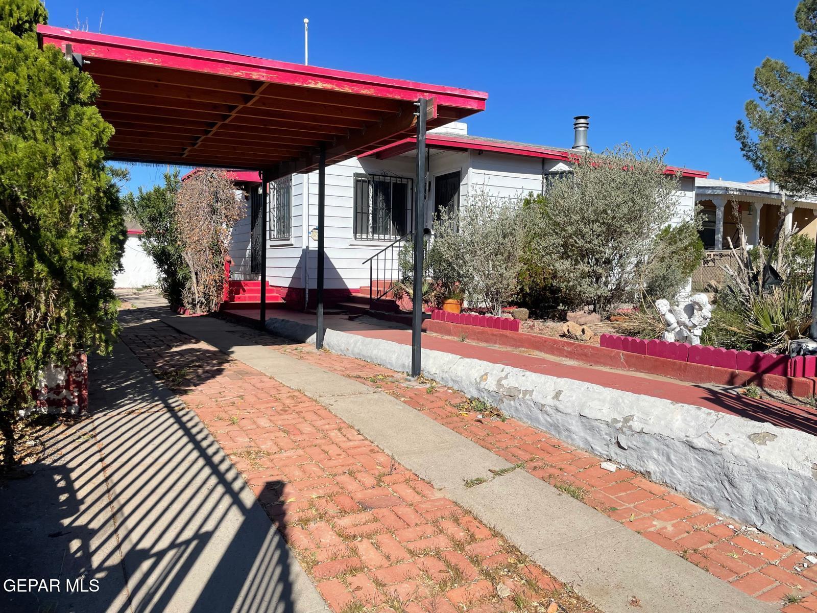 a view of street with sitting area