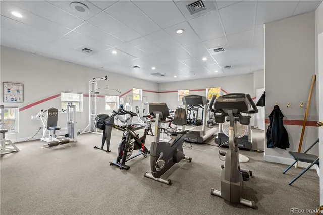 a view of a room with gym equipment
