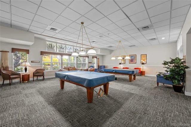 a living room with furniture a table and a potted plant