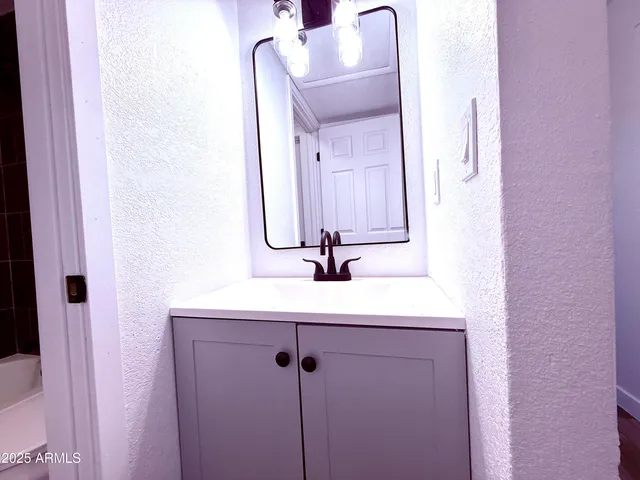 a bathroom with a bathtub