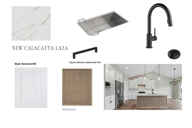 a kitchen with a refrigerator and a sink