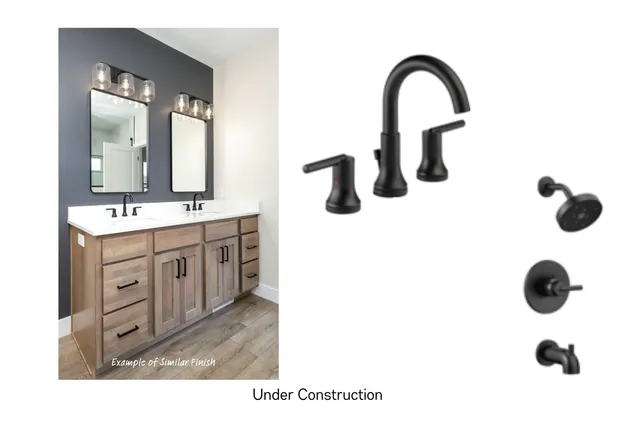 a bathroom with a sink a vanity and mirror