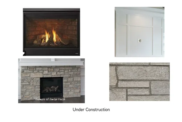 a black and white photo of a fireplace