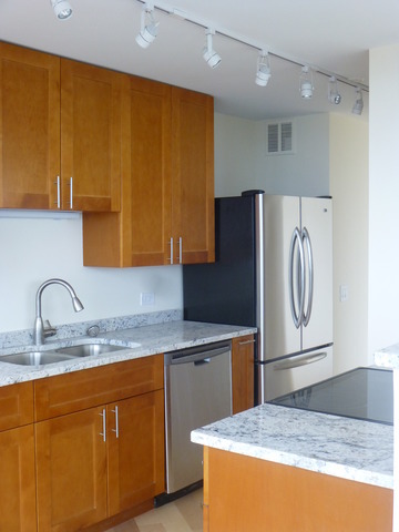 5415 North Sheridan Road, Unit 2311 Chicago, IL 60640 - Photo 5 of 18 a kitchen with stainless steel appliances granite countertop a sink a refrigerator and a granite counter tops