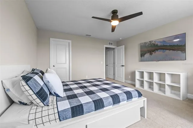 a view of a lake with a city view