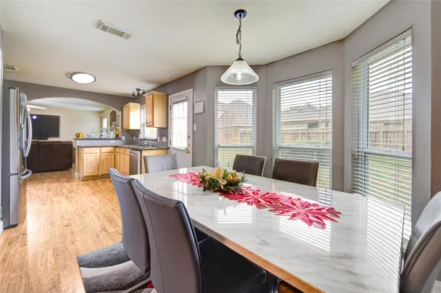 a workspace with cabinets