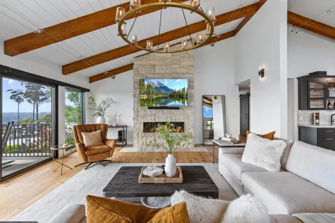a outdoor living space with patio furniture and a potted plants