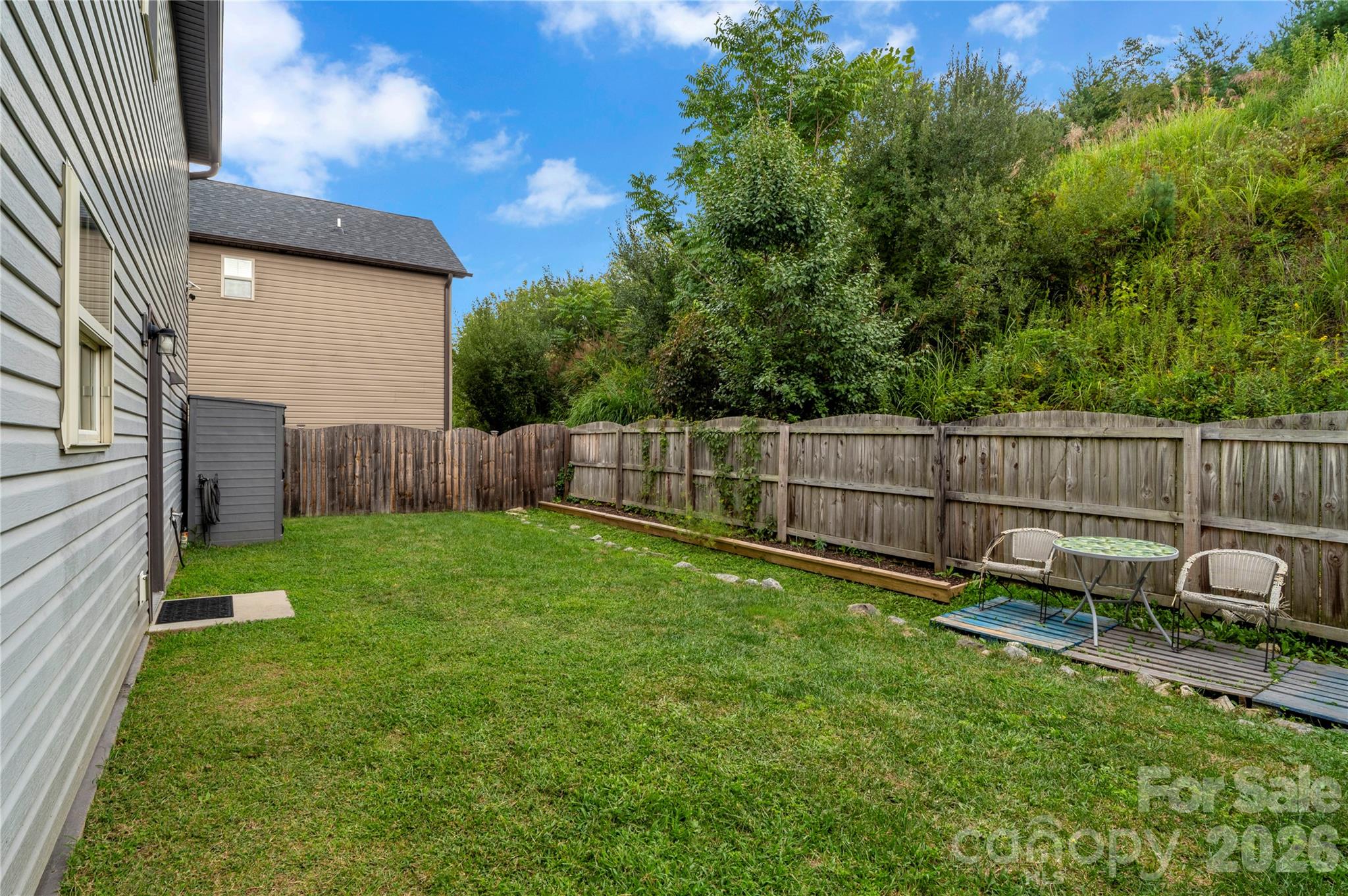 27 Mann Lane Fletcher, NC 28732 - Photo 24 of 25 a view of a backyard with a swing and wooden fence