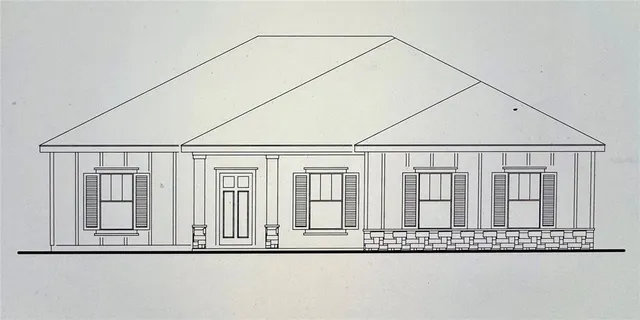 a white house with a large window