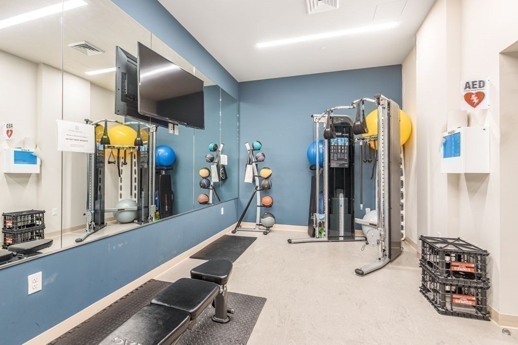 121 Portland Street, Unit 7O8 Boston, MA 02114 - Photo 31 of 40 a room with gym equipment and a flat screen tv