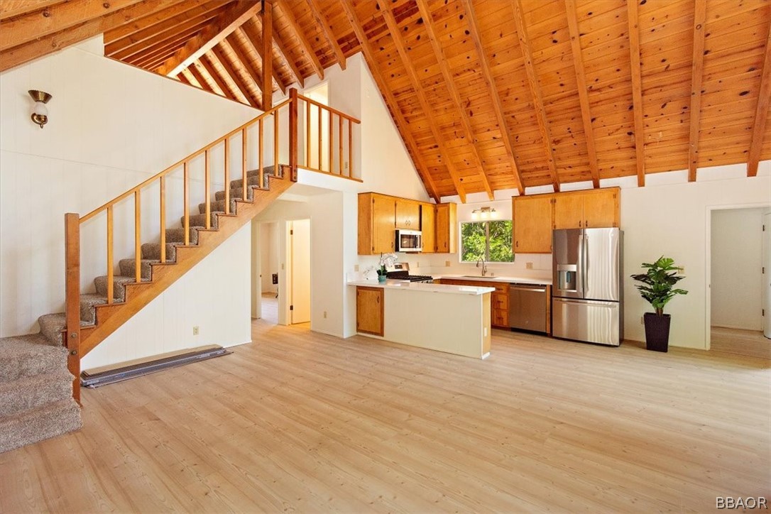 420 Lark Road Wrightwood, CA 92397 - Photo 9 of 25 a view of a kitchen with kitchen and microwave