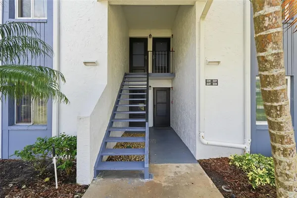 a view of entryway with flower plants