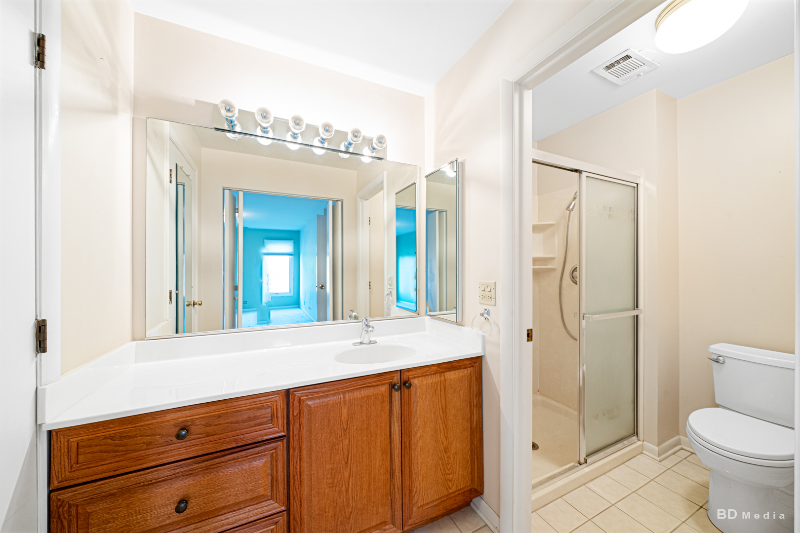 1477 South County Farm Road, Unit 23F Wheaton, IL 60189 - Photo 17 of 27 a bathroom with a sink a toilet and shower