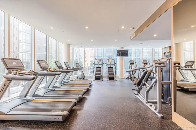 a view of a room with gym equipment