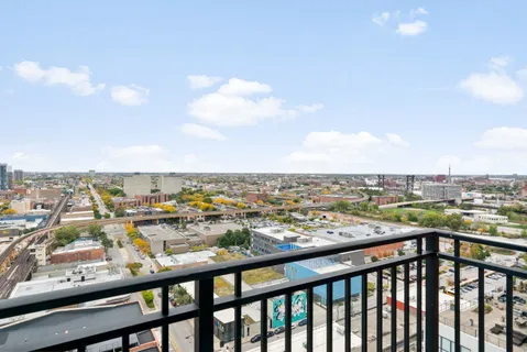 a view of a city view from a balcony