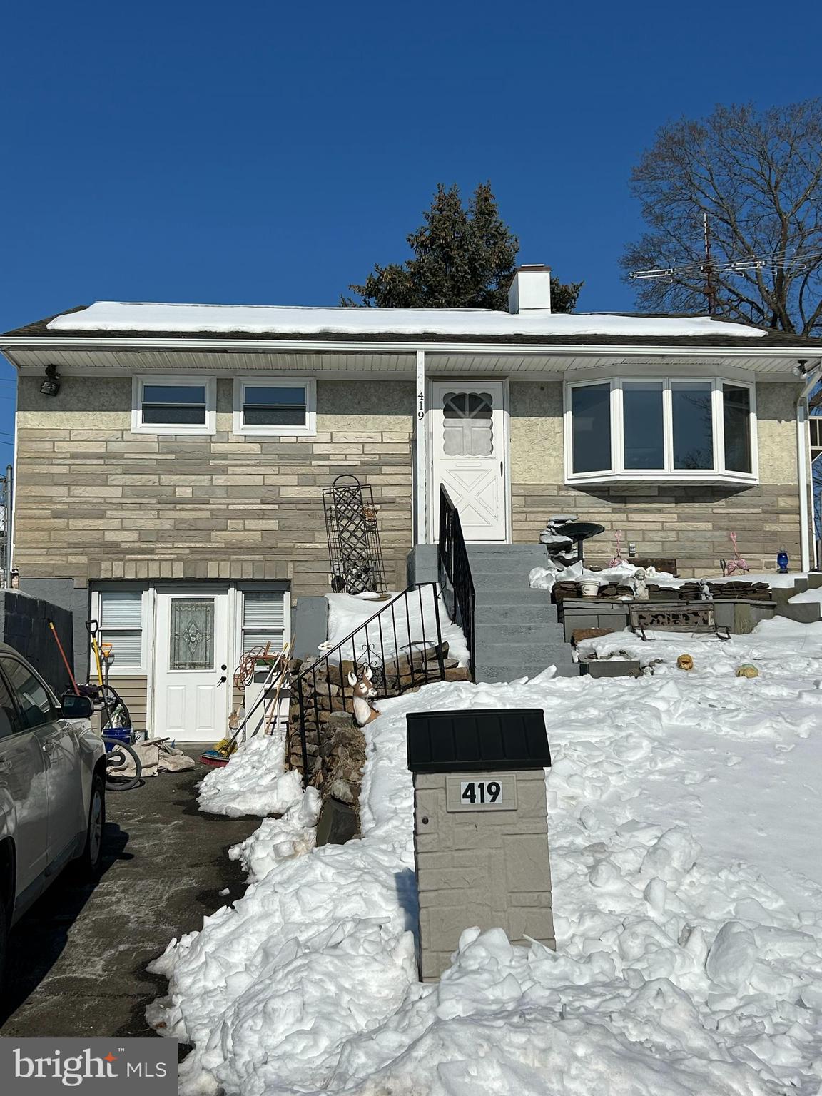 a front view of a house with patio