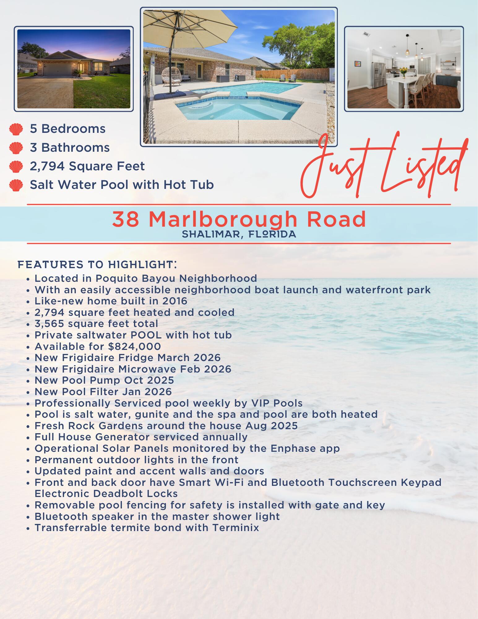 38 Marlborough Road Shalimar, FL 32579 - Photo 3 of 68 Feature Sheet Pic No Logo