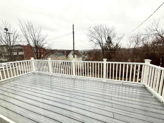 a view of a wooden deck