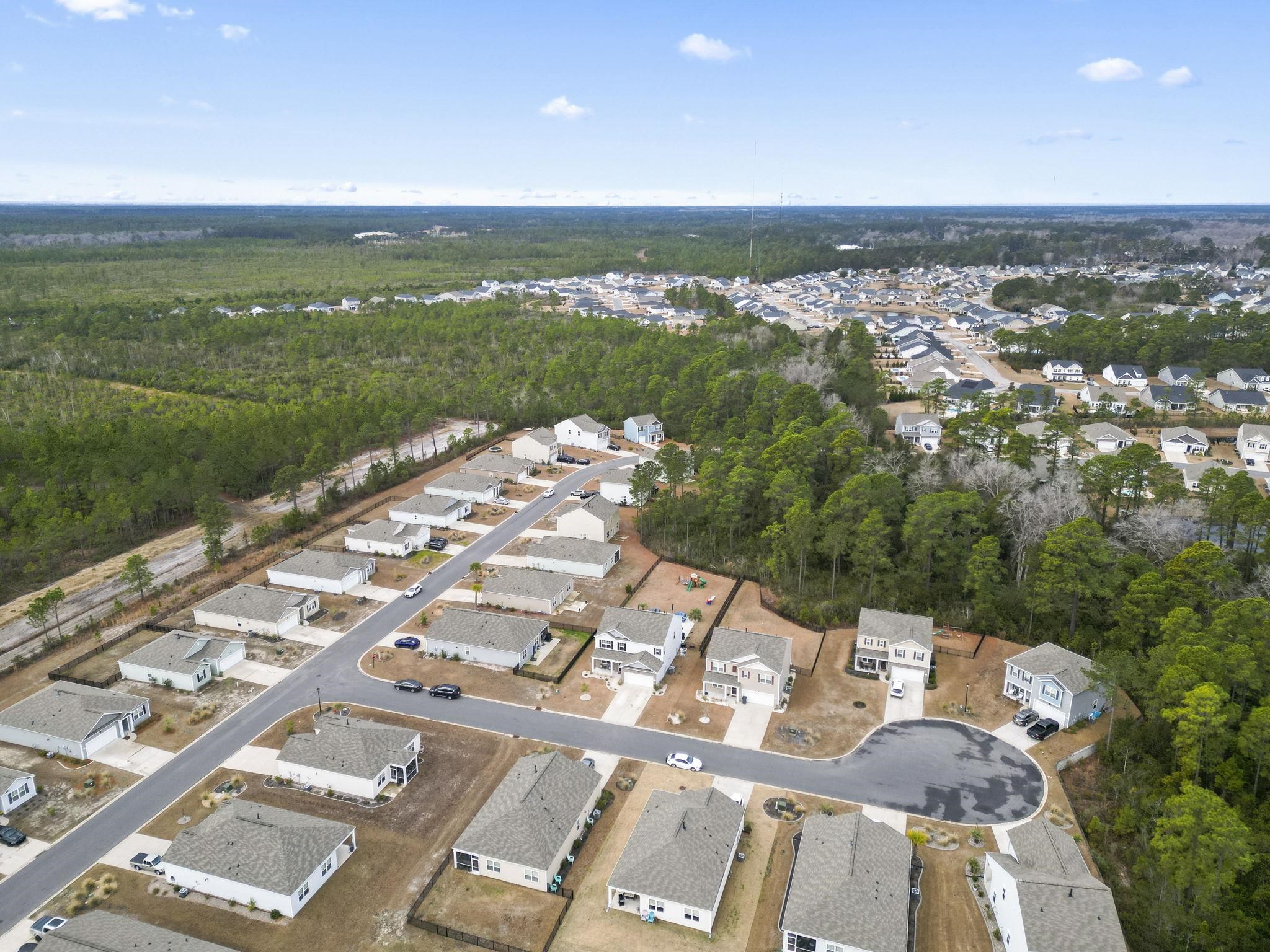 2605 Muhly Court Conway, SC 29526 - Photo 28 of 33 Aerial overview of property's location with nearby suburban area and a heavily wooded area