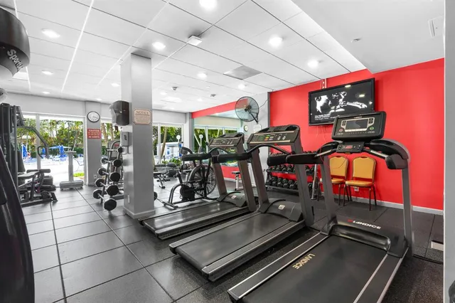 a room with gym equipment