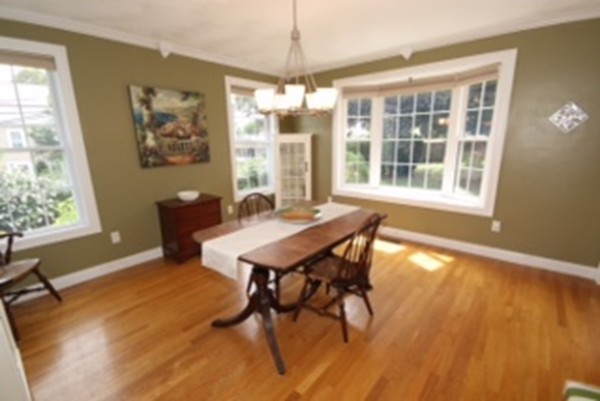 5 Melvin Street, Unit B Wakefield, MA 01880 - Photo 4 of 28 a view of a dining room with furniture wooden floor and a chandelier