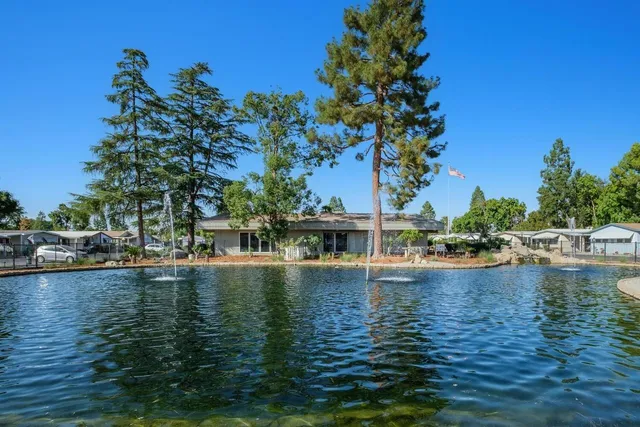 a view of a lake with houses