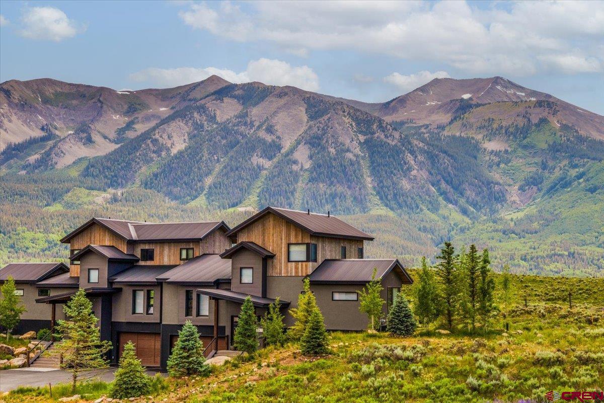 101 Elk Valley Road, Unit A Crested Butte, CO 81224 - Photo 2 of 42 a front view of a house with a yard and mountain view in back