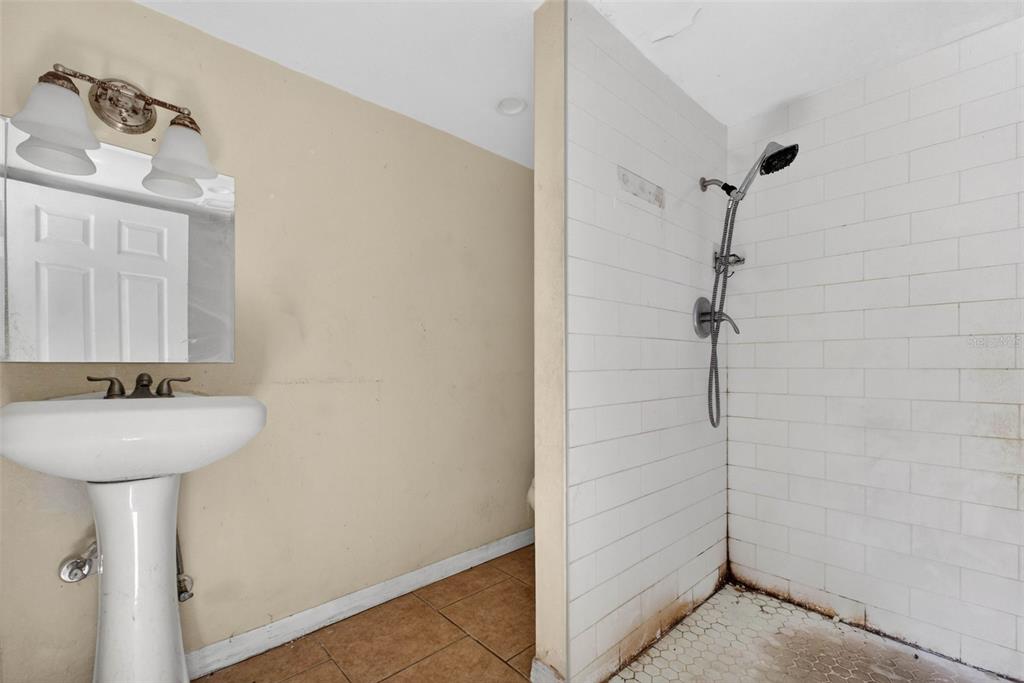 842 Channing Road Lakeland, FL 33805 - Photo 12 of 27 a bathroom with a sink a shower and a mirror