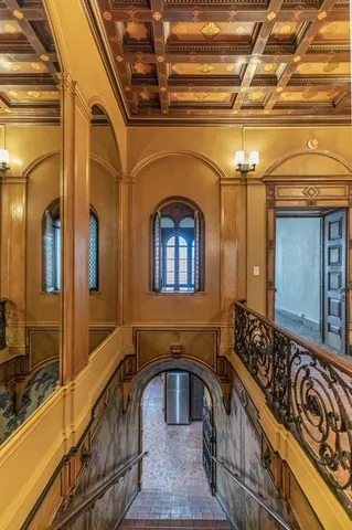 a view of an entryway with a door