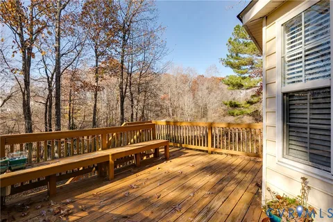 a view of a street with stairs and wooden stairs