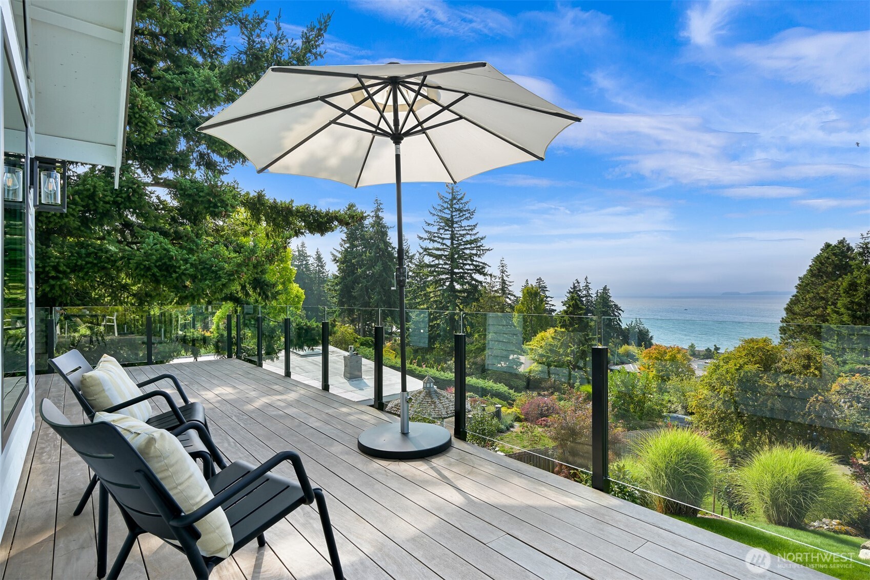 405 Bayside Road Bellingham, WA 98225 - Photo 21 of 40 a view of deck with furniture and umbrella