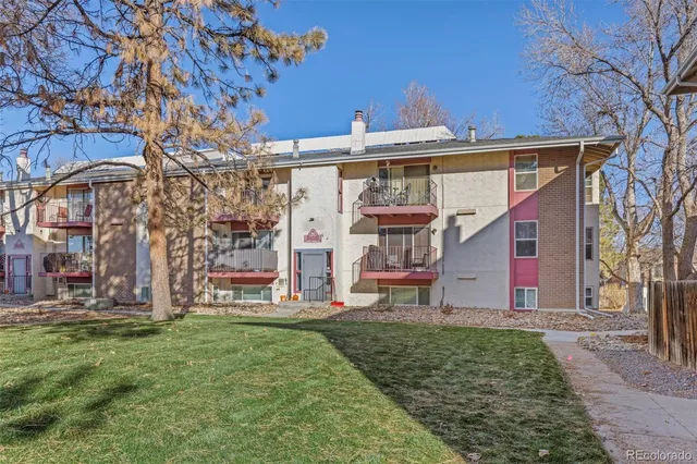 a garden view with iron fence