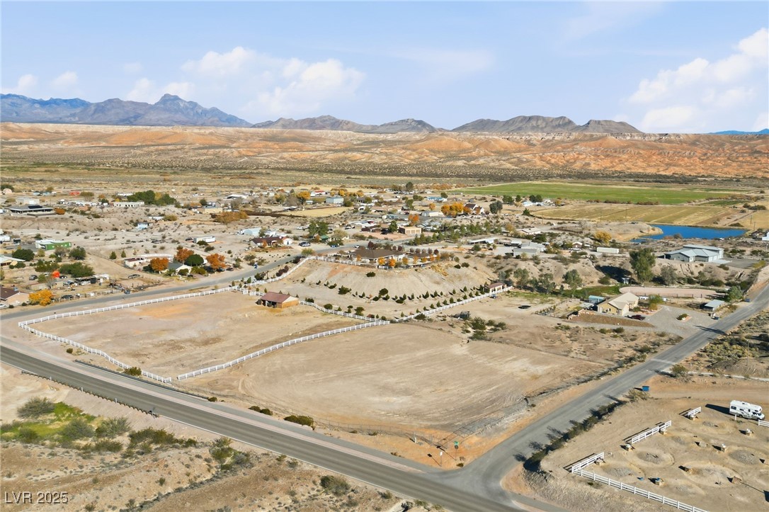 1285 Embry Avenue Moapa, NV 89025 - Photo 11 of 98 Aerial overview of property's location with mountains and rural landscape