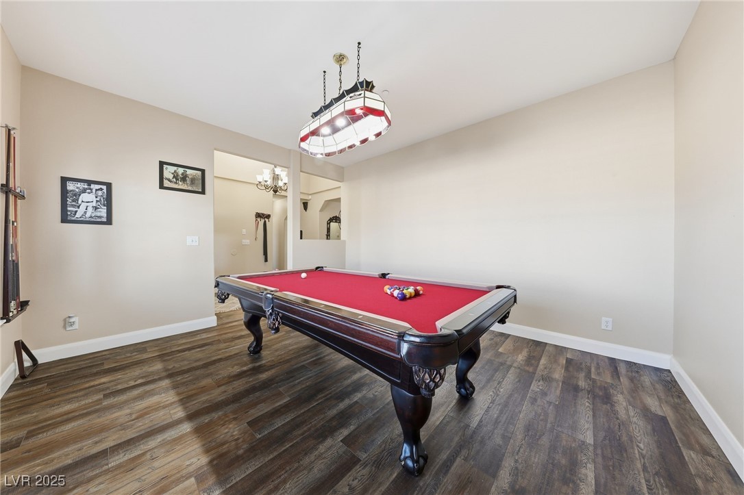1285 Embry Avenue Moapa, NV 89025 - Photo 24 of 98 Recreation room featuring billiards table and dark wood-style flooring