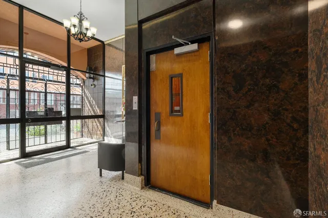 a view of gallery with windows