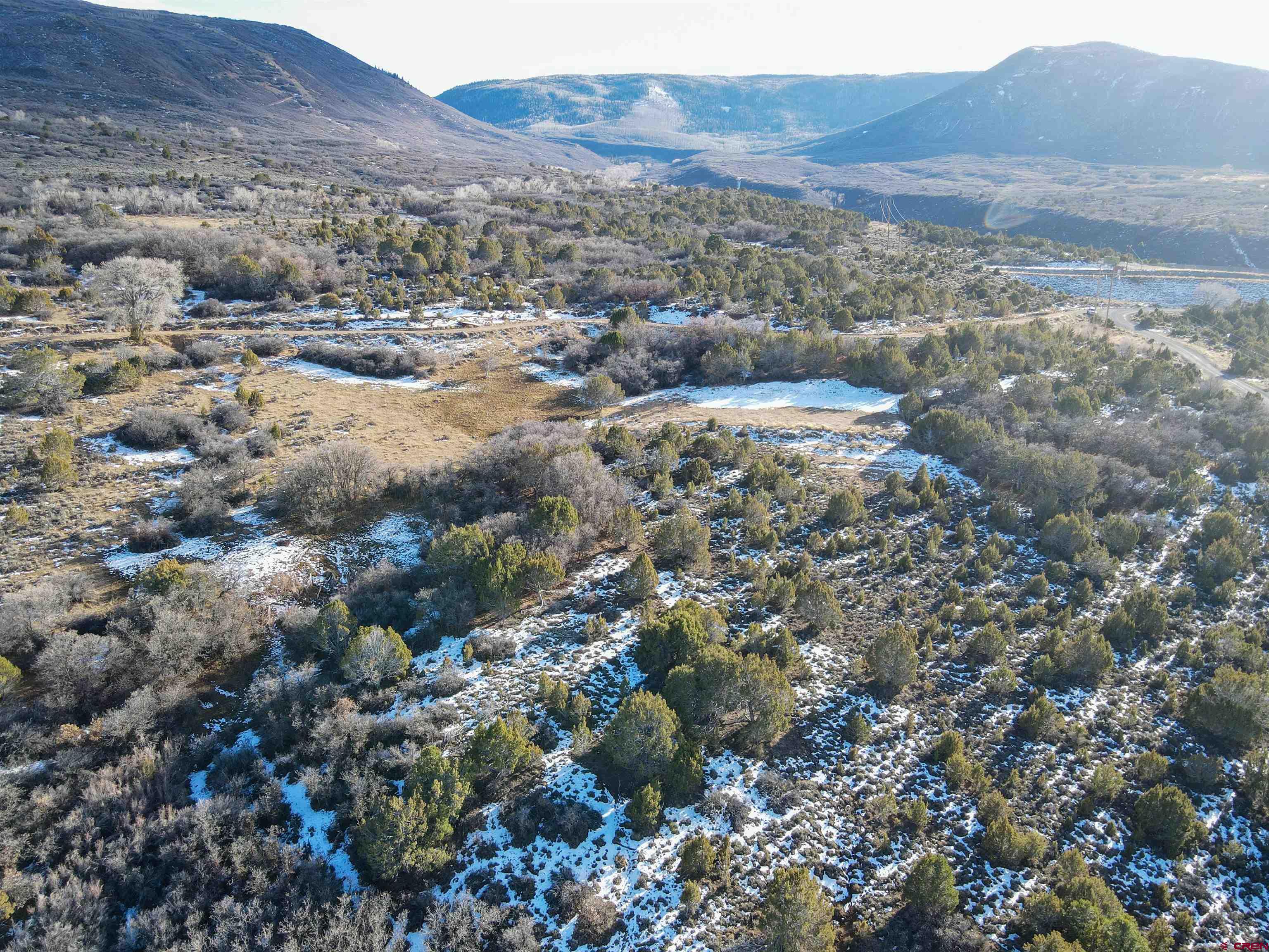 a view of a and mountain