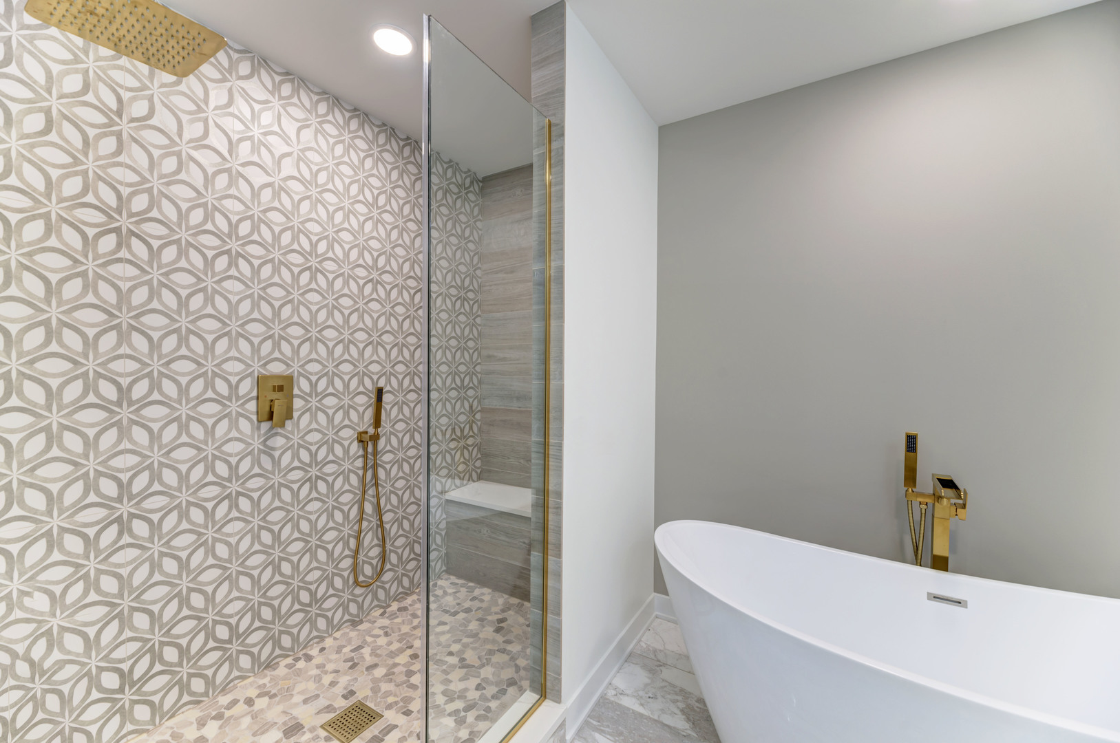 5927 Brookbank Road Downers Grove, IL 60516 - Photo 21 of 38 a bathroom with a bathtub and shower